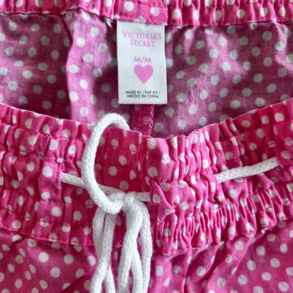 NWOT Victoria’s Secret PINK Cotton Pink w White Polka Dots Sleep Shorts Medium - Picture 2 of 3